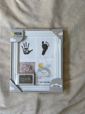 Moon & Stars Baby Keepsake Newborn Infant Print Picture Frame Footprint